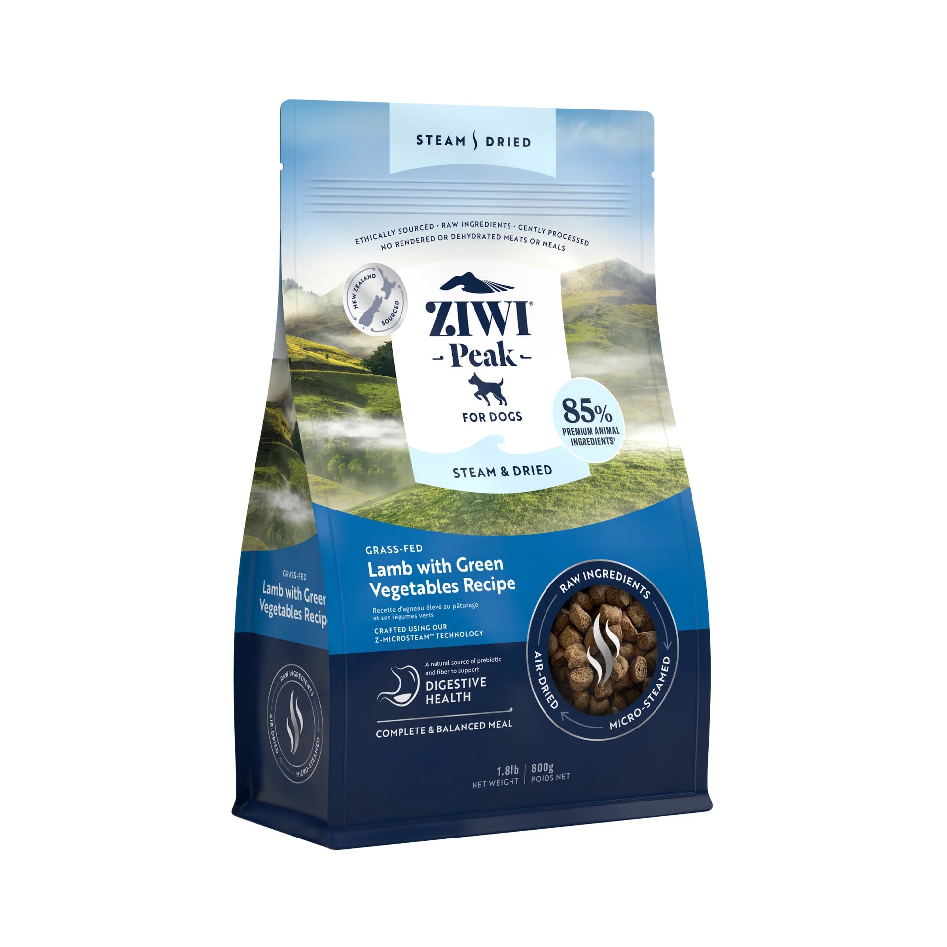 ZIWI Steam And Dried Grass Fed Lamb With Green Vegetables Recipe Dry Dog Food