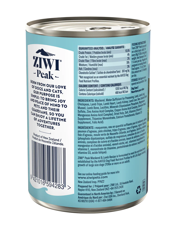 ZIWI Wet Dog Food Mackerel & Lamb Recipe 4
