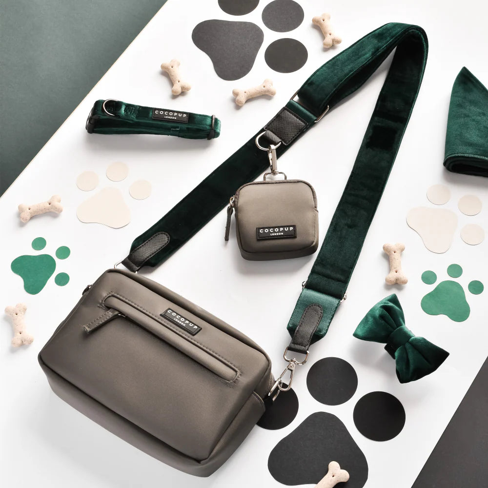 Cocopup London Walking Bag Strap – Forest Green Velvet 2