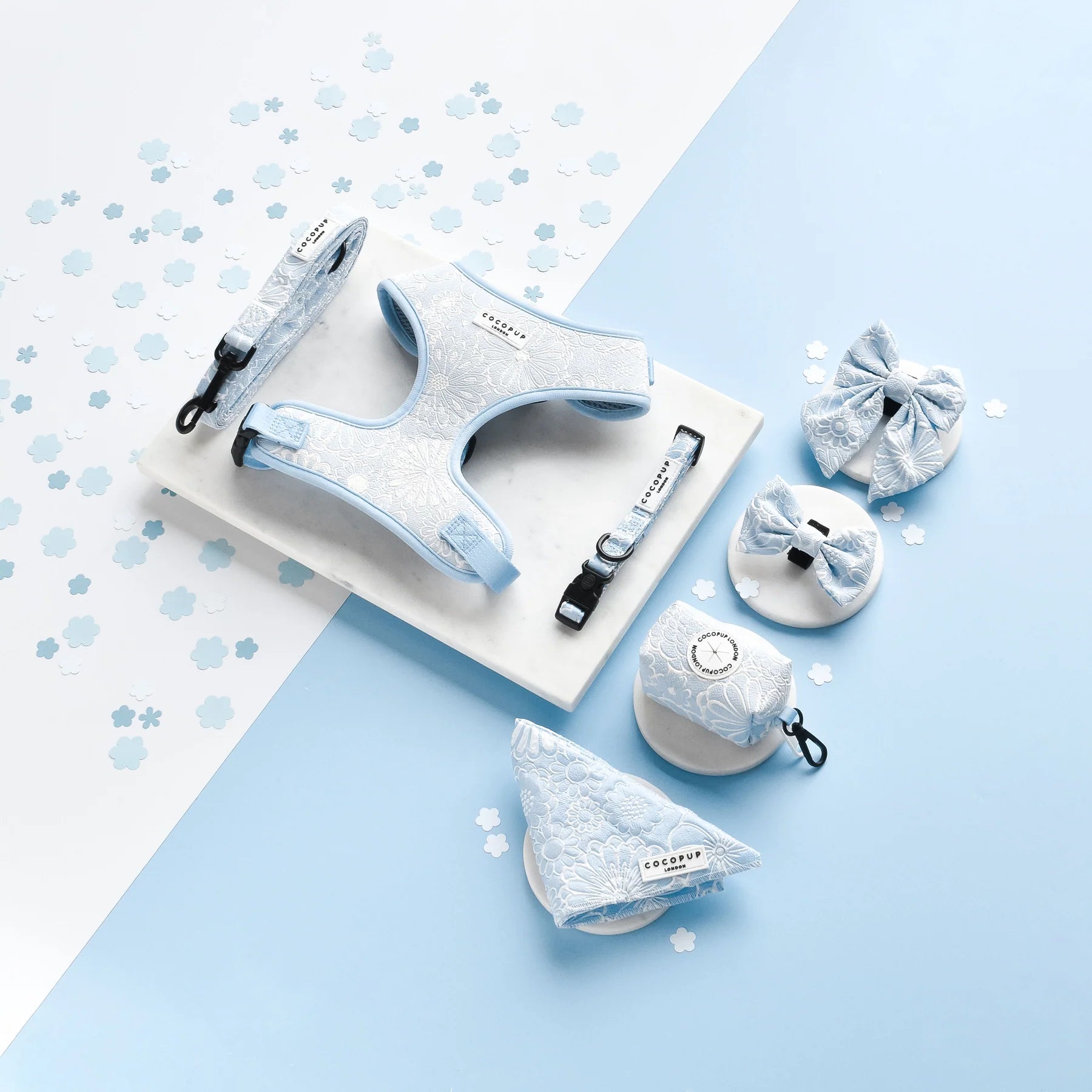 LUXE Dog Lead – Baby Blue Flower